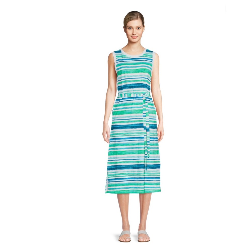 Sleeveless Dress with Tie Belt